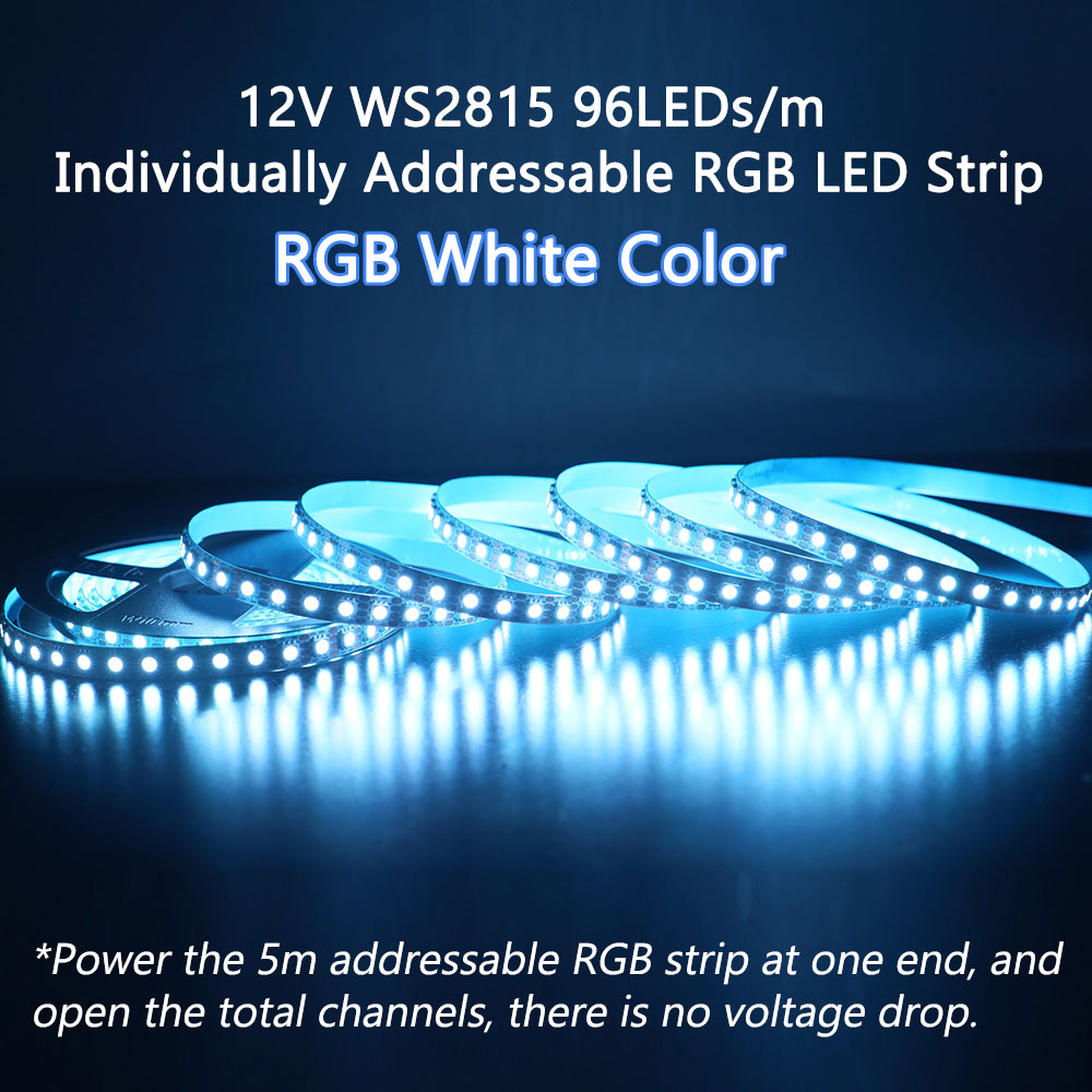 12V WS2815 Individually Addressable LED Pixel RGB Light Strip 16.4FT 96LEDs/m High Density